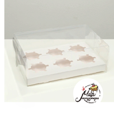 Фото Коробка на 6 капкейков, белая, 26,8 × 18,2 × 10 см(С ПРОЗРАЧНОЙ КРЫШКОЙ)