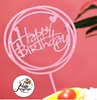 Топпер акриловый круглый "Happy Birthday" нежно-розовый