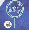 Топпер акриловый круглый «Happy Birthday» светло-голубой