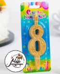 Свеча для торта цифра "Золотой узор" "8"