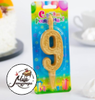 Свеча для торта цифра "Золотой узор" "9"