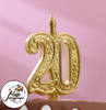 Свеча для торта цифра "Юбилейная" 20, золотая