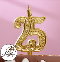 Фото Свеча для торта цифра "Юбилейная" 25, золотая