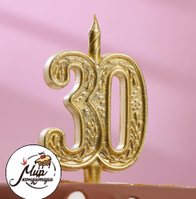 Фото Свеча для торта цифра "Юбилейная" 30, золотая