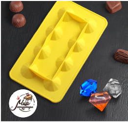 Форма для льда и шоколада 8 ячеек "Бриллиант" 22,9×13×3,3 см, цвета МИКС