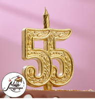 Фото Свеча для торта цифра "Юбилейная" 55, золотая