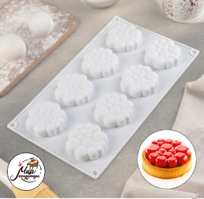 Фото Форма для муссовых десертов и выпечки 30×17 см «Молекула», 8 ячеек (6×1,5 см), цвет белый