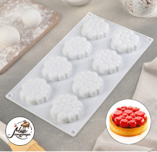 Форма для муссовых десертов и выпечки 30×17 см «Молекула», 8 ячеек (6×1,5 см), цвет белый