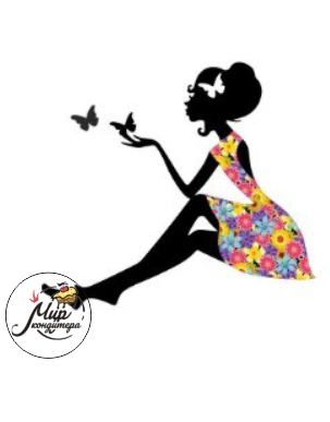 Топпер девушка " Силуэт цветы" с бабочками