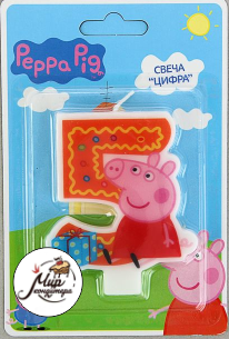Свеча цифра 5 "Свинка Пеппа" оранжевая
