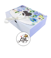 Фото Коробка для сладостей "Цветочная голубая" с лентой 16*11*5 см