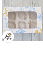 Фото Коробка под 6 капкейков с окном Снежинки