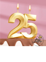 Фото Свеча в торт юбилейная "Грань", цифра 25, золотой металлик, 7.8 см