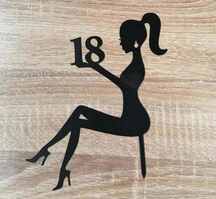 Фото Топпер пластик "Девушка сидит с цифрой 18"