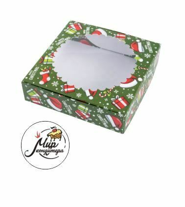 Коробка для печенья "Рождественское ассорти" с окном, 12*12*3 см