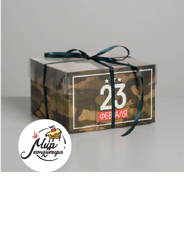 Коробка на 4 капкейка «23 Февраля», 16 × 16 × 10 см