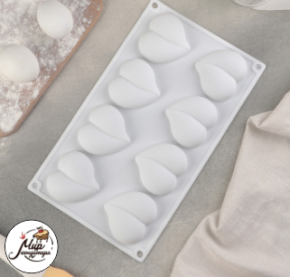 Форма для муссовых десертов и выпечки «Рандеву», 29,5×17,2 см, 8 ячеек (6,2×5,7 см), цвет белый