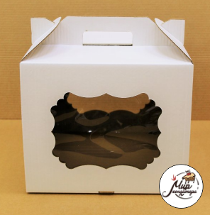 Коробка для торта 300*300*250 с Окном с ручками