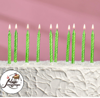 Фото Набор свечей для торта " С Днём Рождения", зелёный, 10 штук