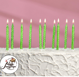 Набор свечей для торта " С Днём Рождения", зелёный, 10 штук