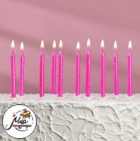 Фото Набор свечей для торта " С Днём Рождения", металлик розовый, 10 штук