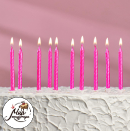 Набор свечей для торта " С Днём Рождения", металлик розовый, 10 штук
