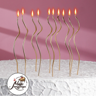 Фото Свечи для торта "Серпантин", 10 шт, коктейльные, золотистые