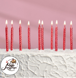 Набор свечей для торта " С Днём Рождения", рубиновые, 10 штук