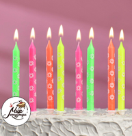 Фото Набор свечей для торта "С Днём Рождения" с ромашками, классические, 8