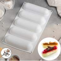 Фото Форма для муссовых десертов и выпечки «Эклер», 30×17 см, 5 ячеек (14,5×4 см), цвет белый