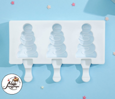 Фото Форма для леденцов и мороженого «Ёлочка», 19,5×13×2,5 см, 3 ячейки (7,1×2,7 см), цвет МИКС