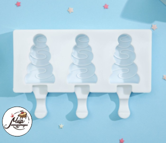 Форма для леденцов и мороженого «Ёлочка», 19,5×13×2,5 см, 3 ячейки (7,1×2,7 см), цвет МИКС