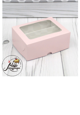 Коробка 10 макарон с окном Розовый