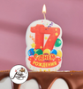 Свеча для торта цифра "С Днём Рождения" "17" оранжевая, 5х8,5см