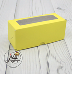 Фото Коробка  5 макарон с окошками Премиум класс Лимонный  верх белый низ НКУ-26-Л-со