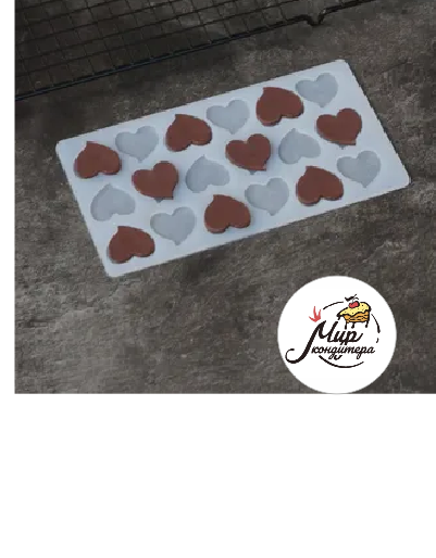 Силиконовый мат для отливки шоколада "Мини сердечки", 1 шт