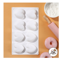 Фото Форма для муссовых десертов и выпечки KONFINETTA «Сердца», 30×17,5×3 см, 8 ячеек, ячейка 6,2×6 см, цвет белый