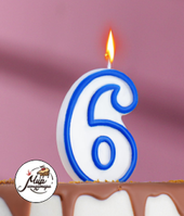 Фото Свеча восковая для торта "Цветной ободок" цифра 6, цвета МИКС