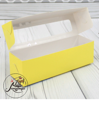 Коробка для 7 макаронс с окном 19х5,5х5,5 см Лимонный