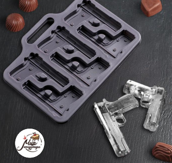 Форма для льда и шоколада "Пистолет", 6 ячеек, цвета МИКС