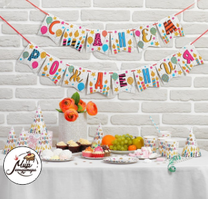 Фото Набор бумажной посуды «С днём рождения», праздничные свечи, 6 тарелок, 6 стаканов, 6 колпаков, 1 гирлянда